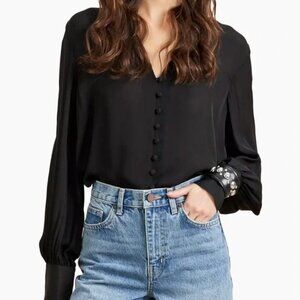 NWT La Ligne Everly Blouse, Black